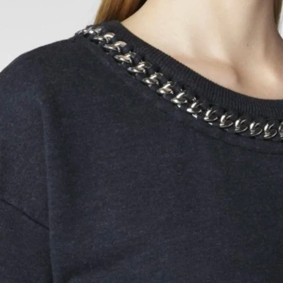 All Saints Womens Spitalfields Chain Collar Crew Neck Sweater in Charcoal size 2 - Picture 4 of 10